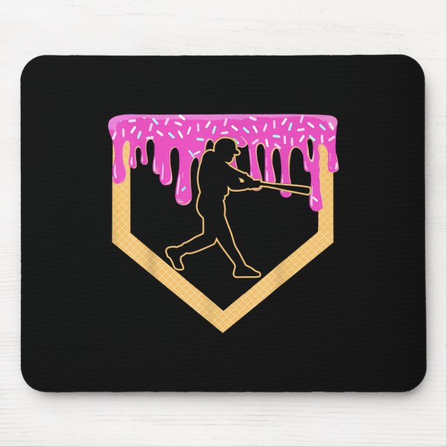 Baseball Drip Boy Home Plate Ice Cream Youth Baseb Mouse Pad (Front)