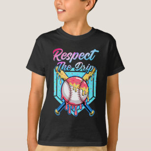 Baseball Drip Boys Home Plate Youth Sports Respect T-Shirt