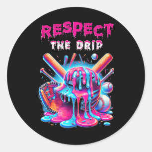 Baseball Drip Boys Ice Cream Drip Youth Respect Th Classic Round Sticker