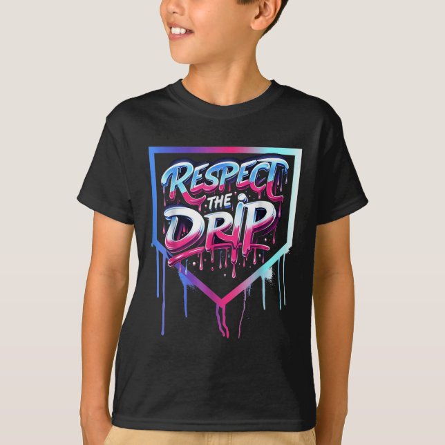 Baseball Drip Boys Ice Cream Drip Youth Respect Th T-Shirt (Front)