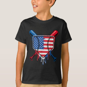 Baseball Drip Boys Ice Cream Patriotic American Fl T-Shirt