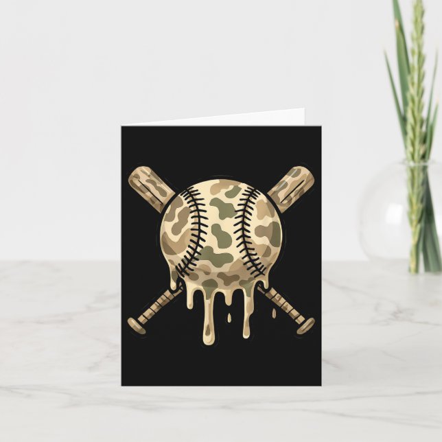 Baseball Drip Camo Baseball Bats Boys Sports Cool  Card (Front)