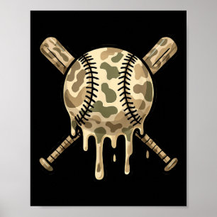 Baseball Drip Camo Baseball Bats Boys Sports Cool Poster