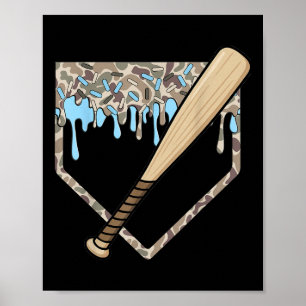 Baseball Drip Camo Baseball Home Plate Bat Boys Sp Poster