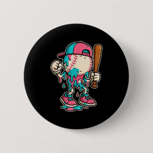 Baseball Drip For Boys Ice Cream Drip Baseball Button
