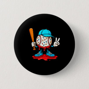 Baseball Drip For Boys Ice Cream Drip Baseball  Button