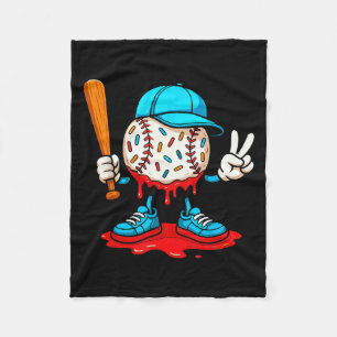 Baseball Drip For Boys Ice Cream Drip Baseball Fleece Blanket