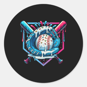 Baseball Drip For Boys Ice Cream Drip Youth Boys B Classic Round Sticker