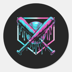 Baseball Drip For Boys Ice Cream Drip Youth Boys B Classic Round Sticker