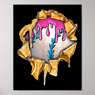 Baseball Drip For Boys Ice Cream Drip Youth Boys B Poster