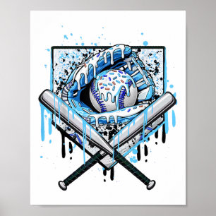 Baseball Drip For Boys Ice Cream Drip Youth Boys B Poster