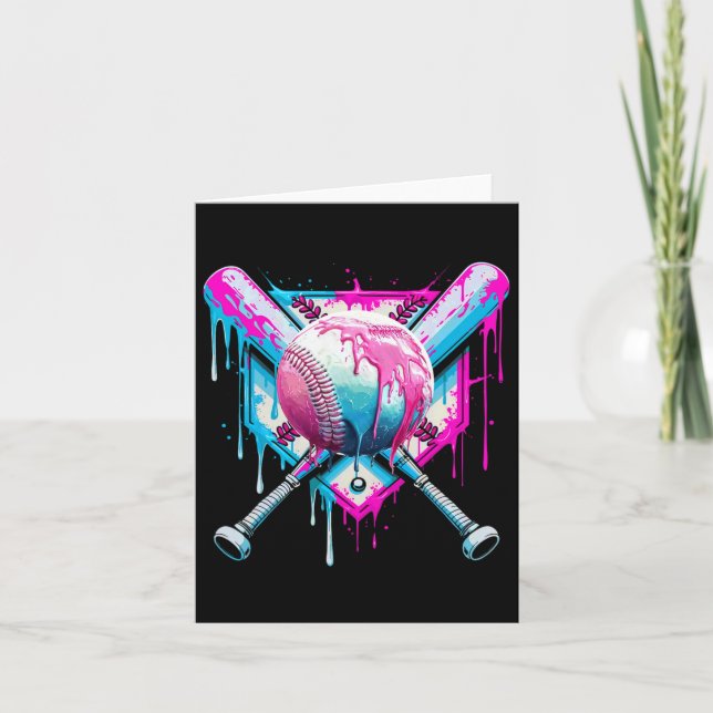 Baseball Drip For Boys Ice Cream Drip Youth Funny  Card (Front)