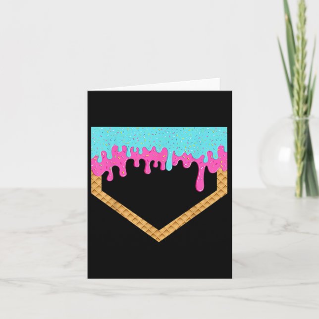 Baseball Drip For Boys Ice Cream Drip Youth Home P Card (Front)