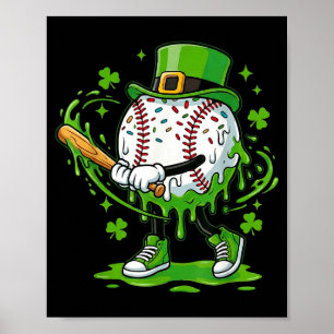 Baseball Drip For Boys Ice Cream Drip Youth St Pat Poster