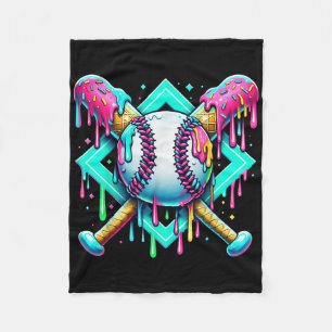 Baseball Drip For Boys Ice Cream Dripping Girl Bas Fleece Blanket
