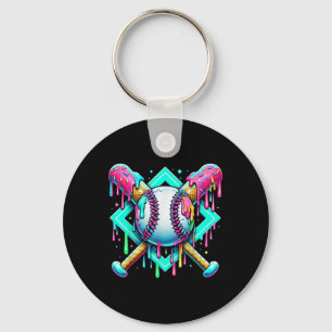 Baseball Drip For Boys Ice Cream Dripping Girl Bas Keychain