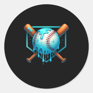 Baseball Drip For Boys Ice Cream Dripping Youth Ba Classic Round Sticker