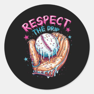 Baseball Drip For Boys Ice Cream Respect The Drip Classic Round Sticker
