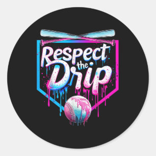 Baseball Drip For Boys Men Ice Cream Drip Respect Classic Round Sticker