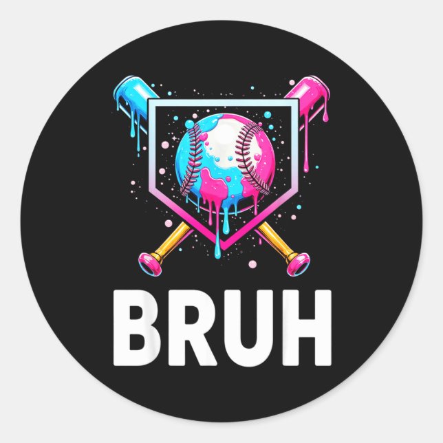 Baseball Drip Funny Bruh Ice Cream Dripng Matching Classic Round Sticker (Front)