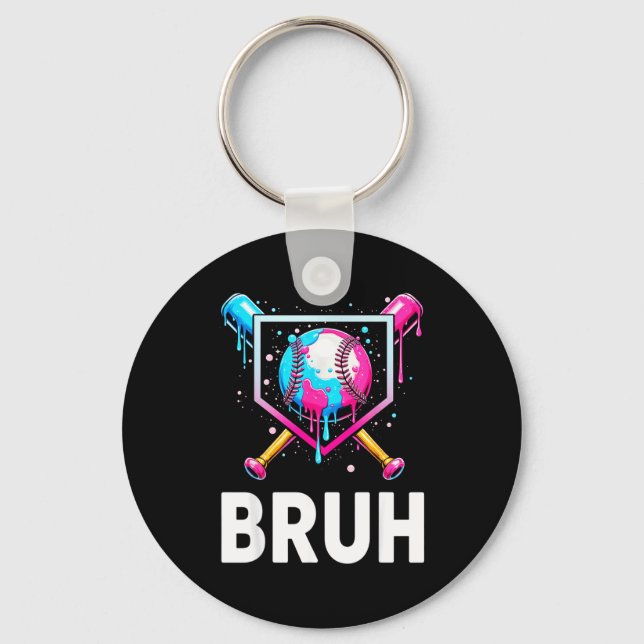 Baseball Drip Funny Bruh Ice Cream Dripng Matching Keychain (Front)