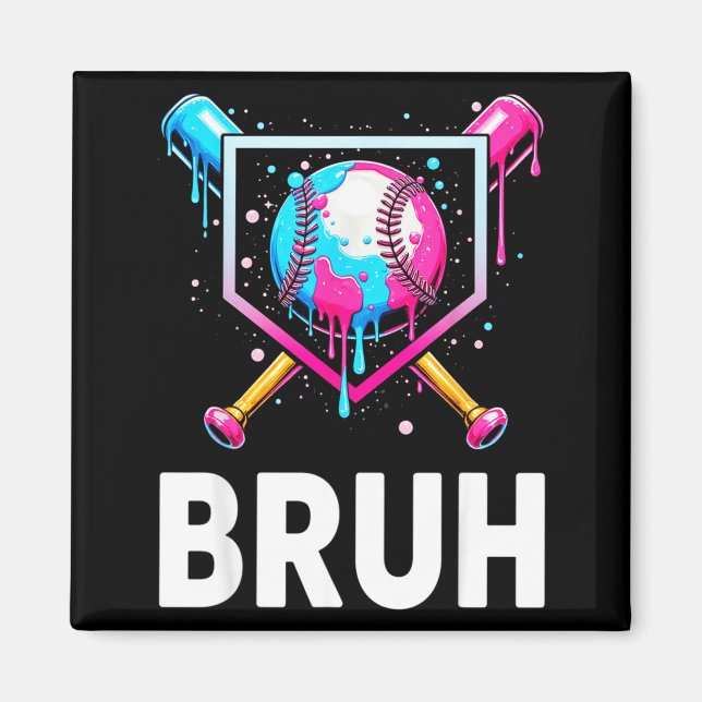 Baseball Drip Funny Bruh Ice Cream Dripng Matching Magnet (Front)