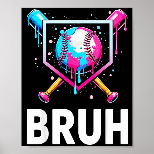 Baseball Drip Funny Bruh Ice Cream Dripng Matching Poster (Front)