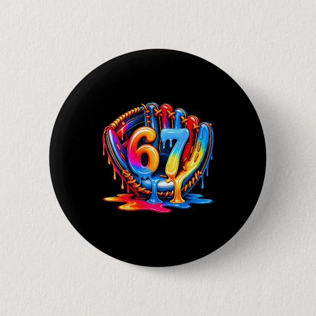 Baseball Drip Ice Cream 67 Baseball Lifestyle 101  Button (Front)