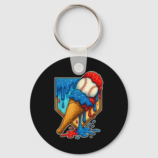 Baseball Drip Ice Cream 6 7 Number 67 Six Seven Me Keychain (Front)