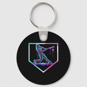 Baseball Drip Ice Cream Baseball Home Plate Boys B Keychain