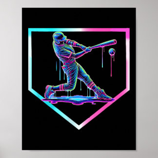 Baseball Drip Ice Cream Baseball Home Plate Boys B Poster