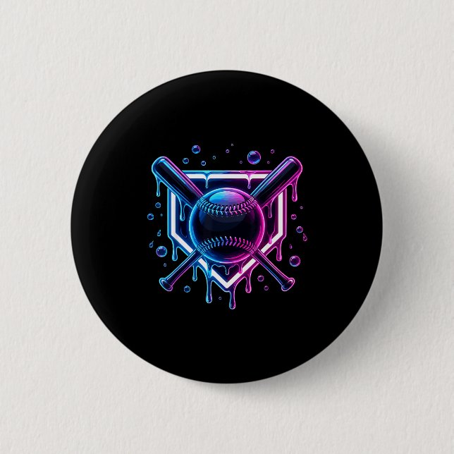 Baseball Drip Ice Cream Bat Kids  Button (Front)