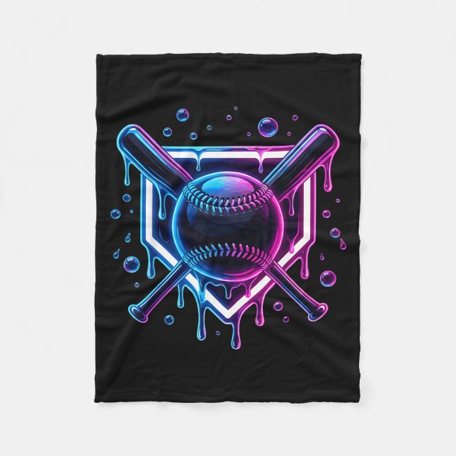 Baseball Drip Ice Cream Bat Kids  Fleece Blanket (Front)