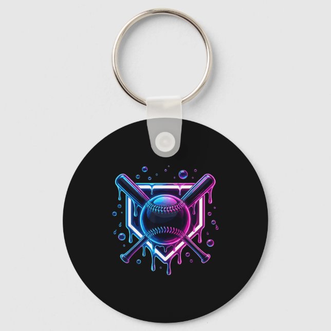 Baseball Drip Ice Cream Bat Kids  Keychain (Front)