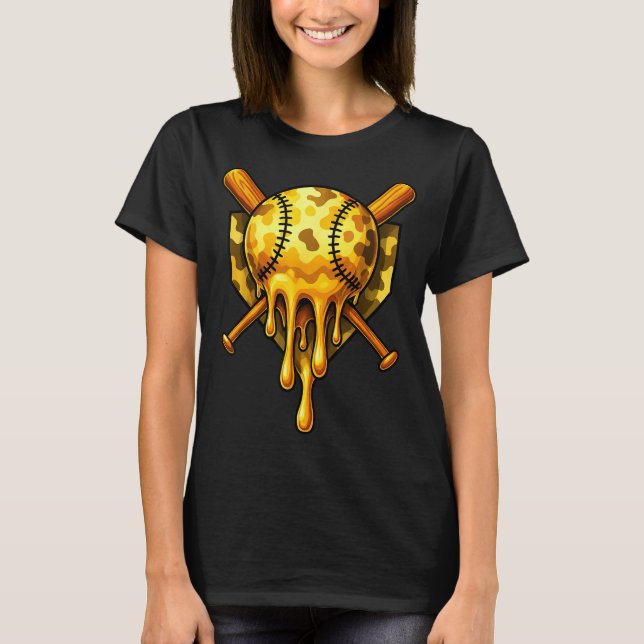 Baseball Drip Ice Cream Camo Cool Design  T-Shirt (Front)