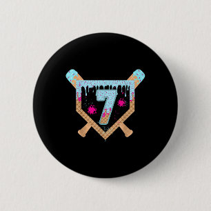 Baseball Drip Ice Cream Dripping 7 Year Old 7th Bi Button