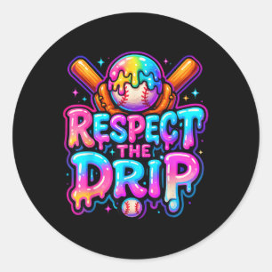 Baseball Drip Ice Cream Dripping Respect The Drip Classic Round Sticker