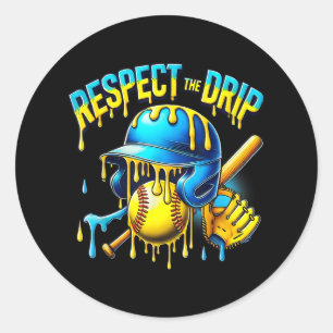 Baseball Drip Ice Cream Dripping Respect The Drip Classic Round Sticker