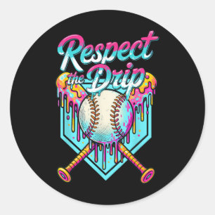 Baseball Drip Ice Cream Dripping Respect The Drip Classic Round Sticker
