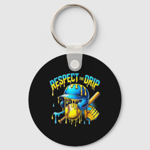 Baseball Drip Ice Cream Dripping Respect The Drip Keychain