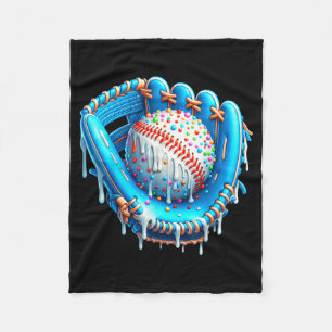 Baseball Drip Ice Cream Glove With Sprinkles Ball  Fleece Blanket