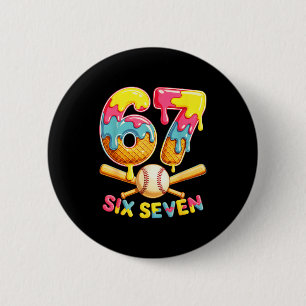 Baseball Drip Ice Cream Number 67 Player Lifestyle Button