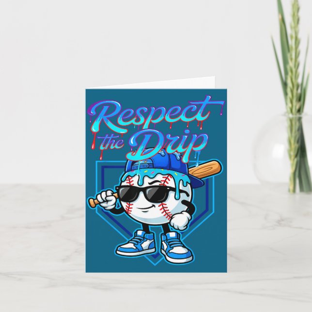 Baseball Drip Ice Cream Respect The Drip Home Plat Card (Front)