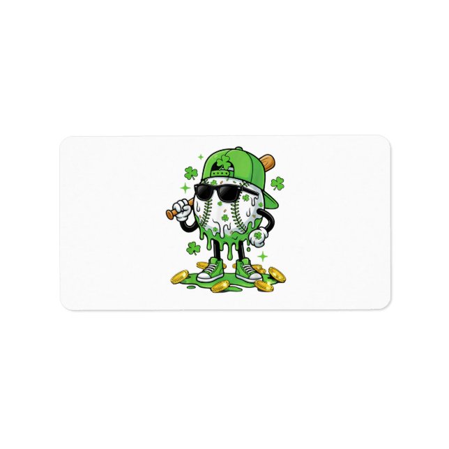 Baseball Drip Ice Cream St Patricks Day Label (Front)