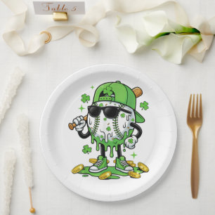 Baseball Drip Ice Cream St Patricks Day Paper Plates