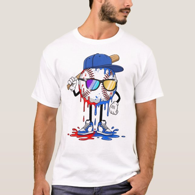 Baseball Drip Ice Cream  T-Shirt (Front)