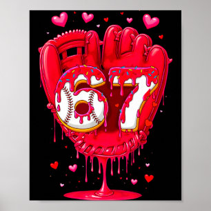 Baseball Drip Ice Cream Valentine Youth Boys Girls Poster