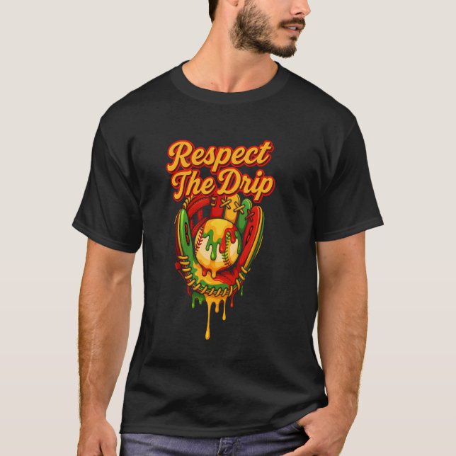 Baseball Drip Juneteenth Black Pride African Ameri T-Shirt (Front)