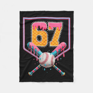 Baseball Drip Number 67 Fun Six Seven 6 7 Meme Des Fleece Blanket