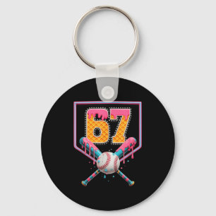 Baseball Drip Number 67 Fun Six Seven 6 7 Meme Des Keychain